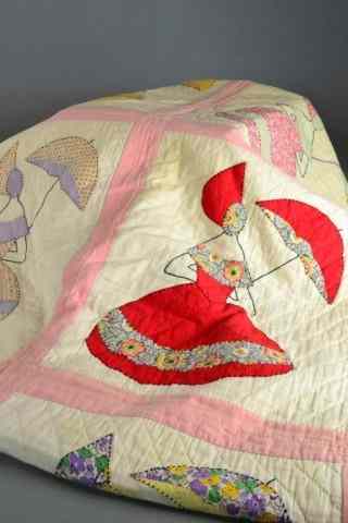 Appraisal: EARLY AMERICAN QUILT SOUTHERN BELLE'SSewn to depict southern belle's in