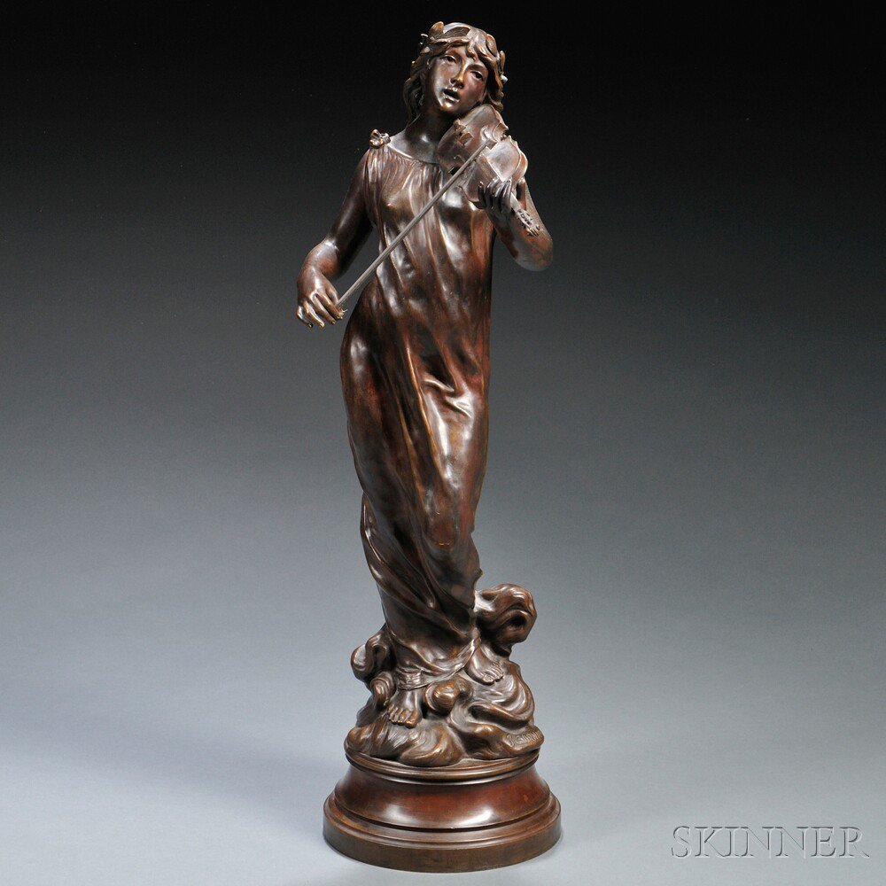 Appraisal: After Jean Garnier French - Bronze Maiden Playing the Violin