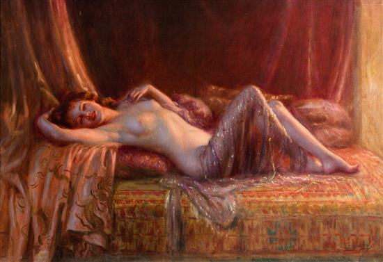 Appraisal: Sale Lot Delphin Enjolras French Odalisque allongee oil on canvas