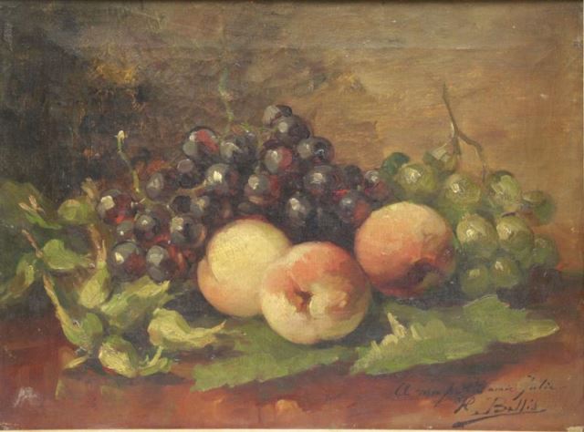 Appraisal: BALLIS H th C Oil on Canvas Still Life withGrapes