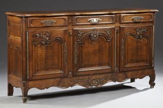 Appraisal: Louis XV Style Carved Oak Sideboard early th c Louis