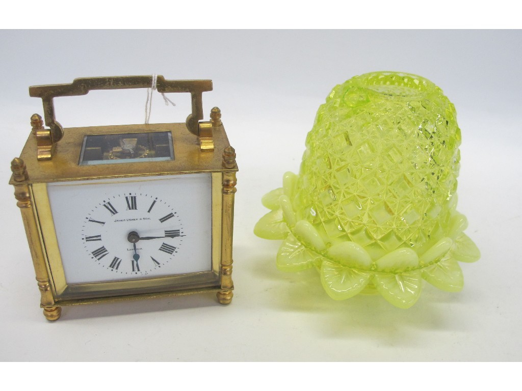 Appraisal: Moulded yellow glass fairy lamp and a James Usher Son