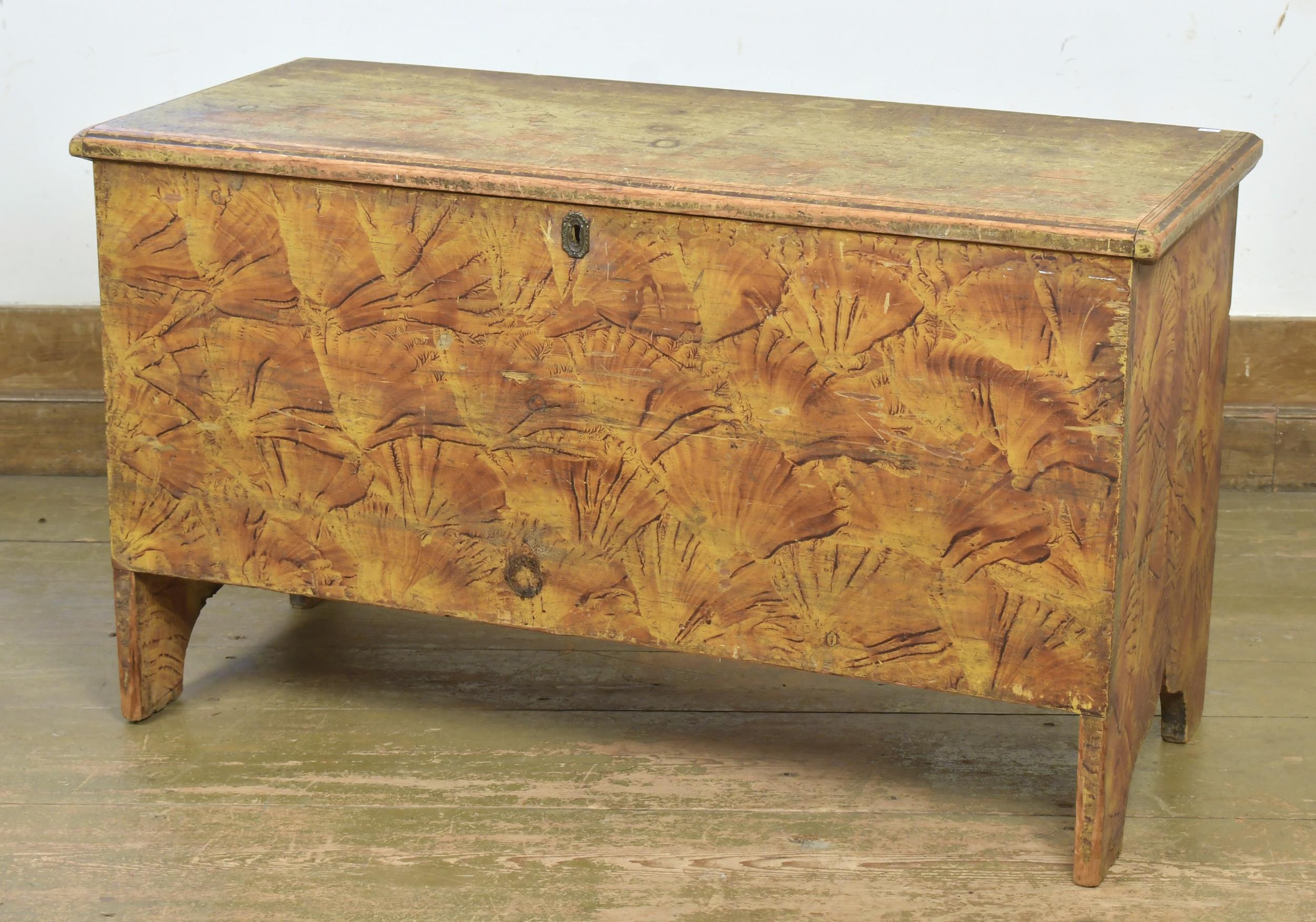 Appraisal: EARLY TH C PAINT DECORATED BLANKET CHEST Ca New England