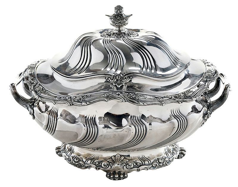 Appraisal: Tiffany Sterling Tureen American - oval form with wave decoration