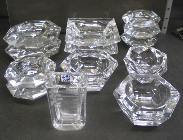 Appraisal: TWELVE VAL ST LAMBERT CRYSTAL ASH TRAYS plus a signed