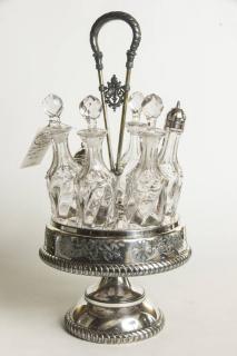 Appraisal: Cruet Set Silverplate with Original Bottles and Tops