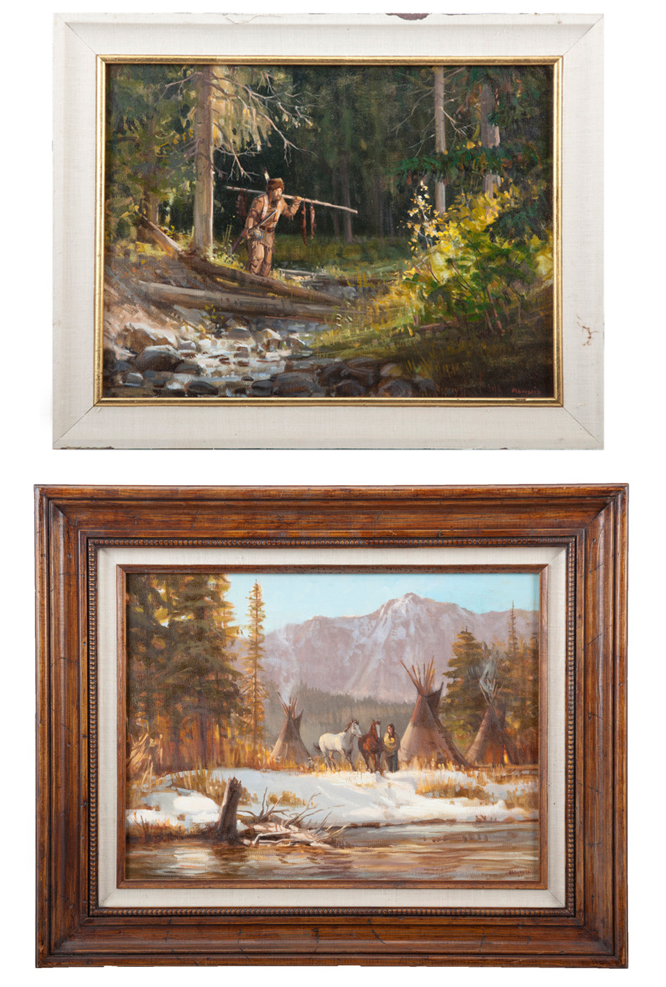 Appraisal: TWO WESTERN LANDSCAPES BY JOE ABBRESCIA AMERICAN - Oil on