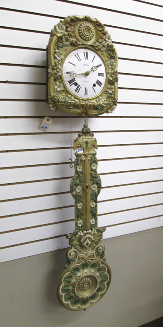 Appraisal: FRENCH MORBIER WALL CLOCK Ferard Ceauce northwestern France dated having