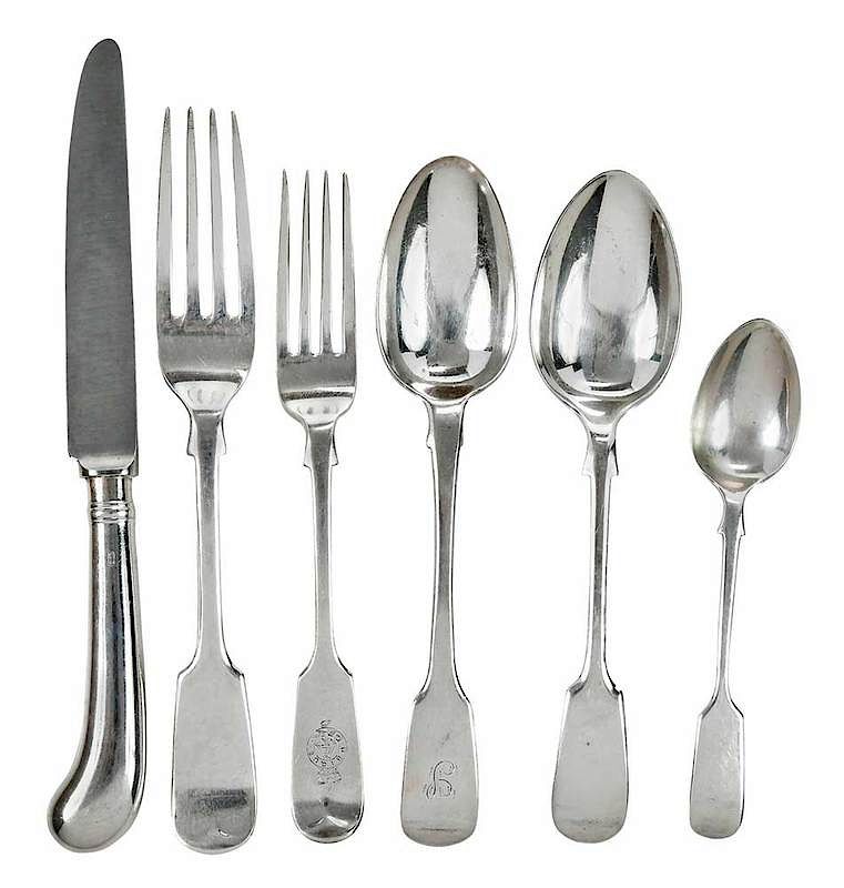 Appraisal: English Silver Flatware Pieces most Sheffield th and th century