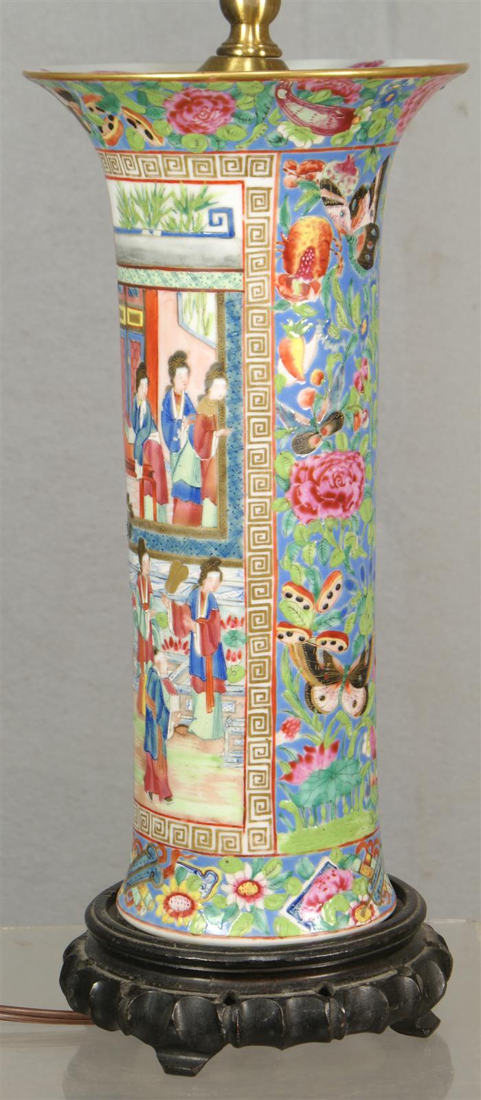 Appraisal: Mandarin style Chinese porcelain vase mounted as a lamp vase