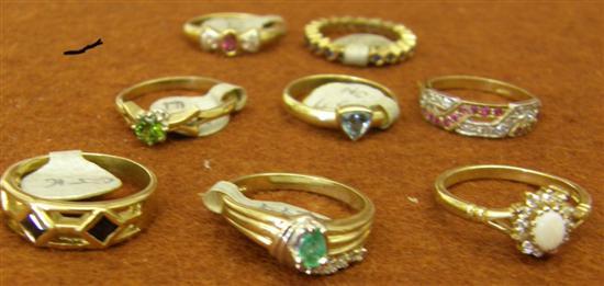 Appraisal: Eight mixed style hallmarked gold dress rings