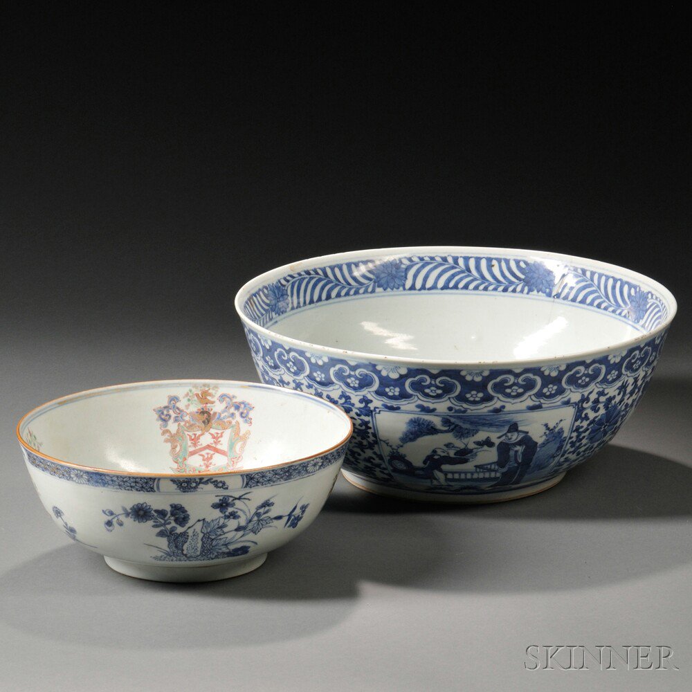 Appraisal: Two Punch Bowls China th century or later one with