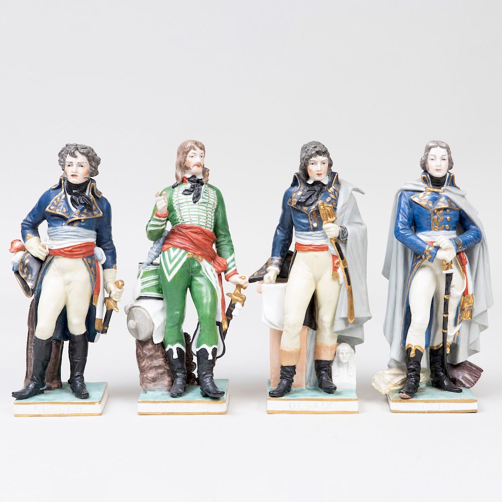 Appraisal: Four Porcelain Figures of French Generals The largest in high