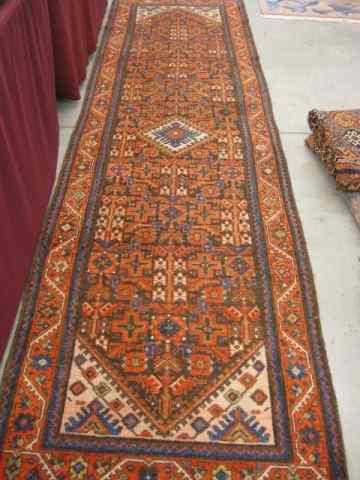 Appraisal: Malayer Persian Handmade Runner elaborate geometrics red field ' ''