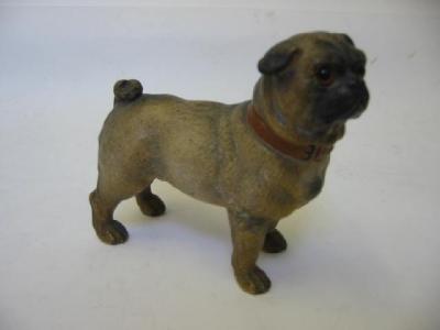 Appraisal: A CONTINENTAL POTTERY PUG DOG th century modelled realistically standing