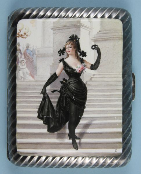 Appraisal: Antique silver and enamel cigarette case painting initialed LR 'CF'