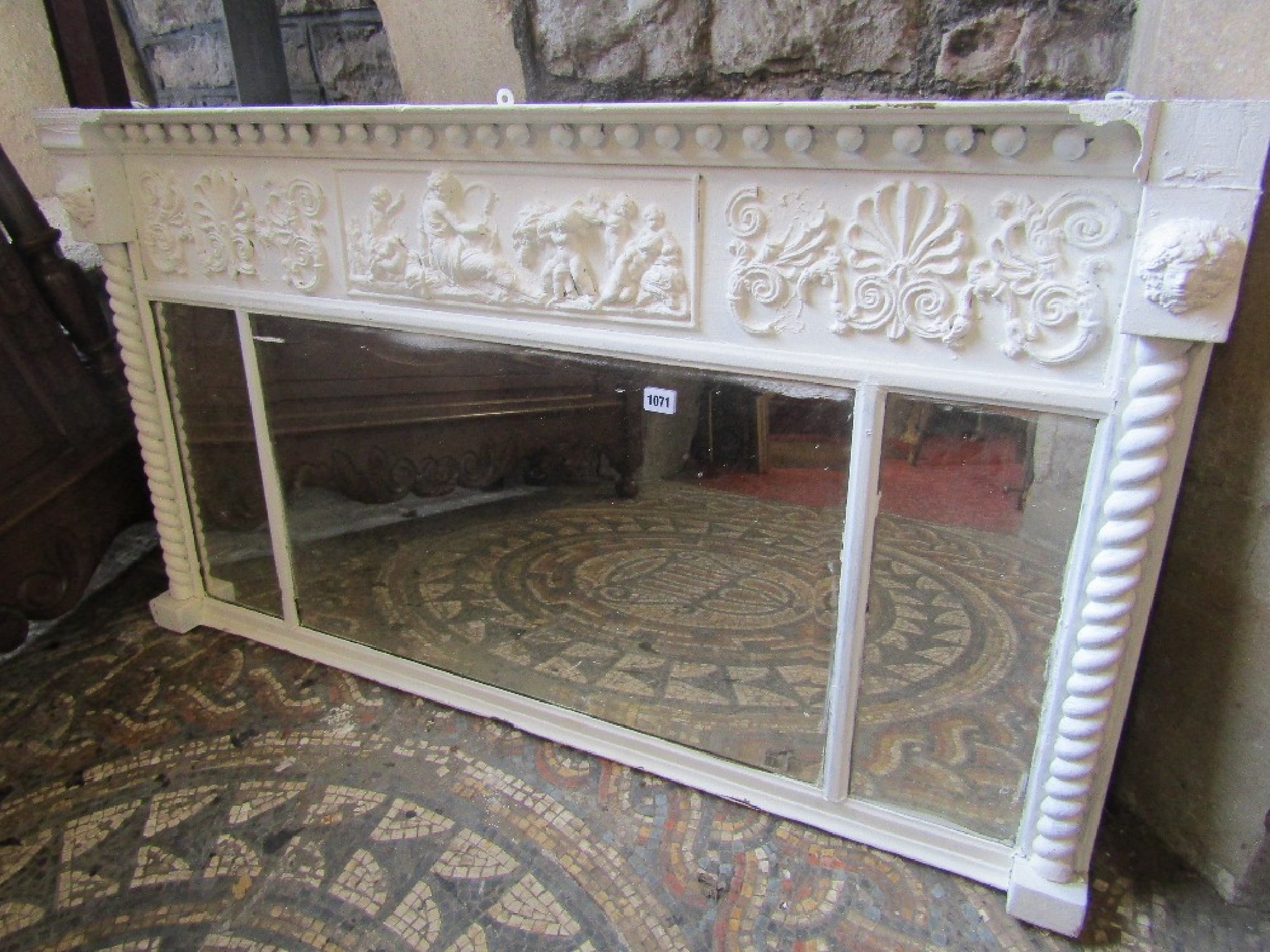 Appraisal: A Regency overmantle mirror with triple plate within a moulded