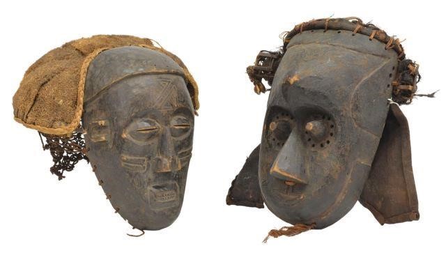 Appraisal: lot of Carved African wood masks including Chokwe People Democratic