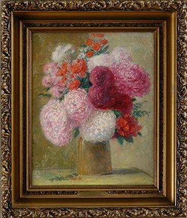 Appraisal: ATTRIBUTED TO EMILE AUGUSTIN DELOBRE FLORAL STILL LIFE Oil on