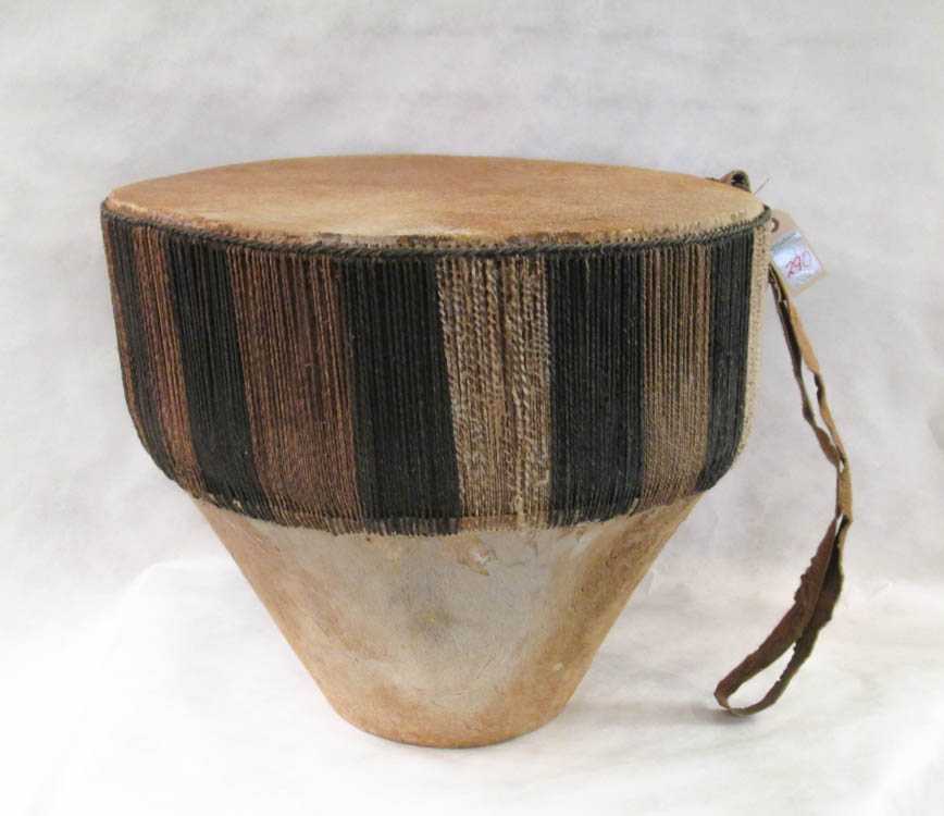 Appraisal: AFRICAN ANIMAL SKIN DRUM H x D