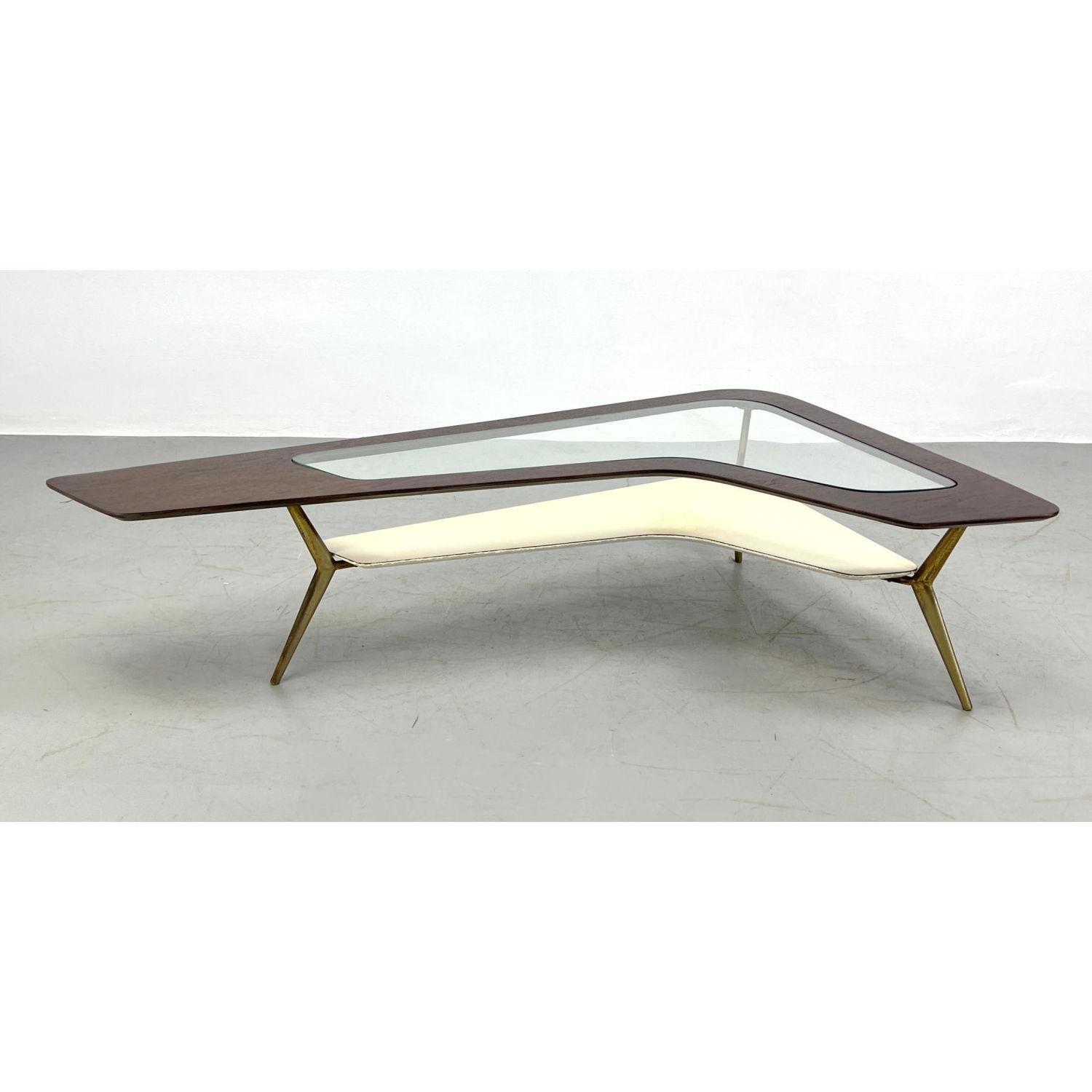 Appraisal: Mid Century Modern Italian Style Shaped Coffee Table Inset Glass