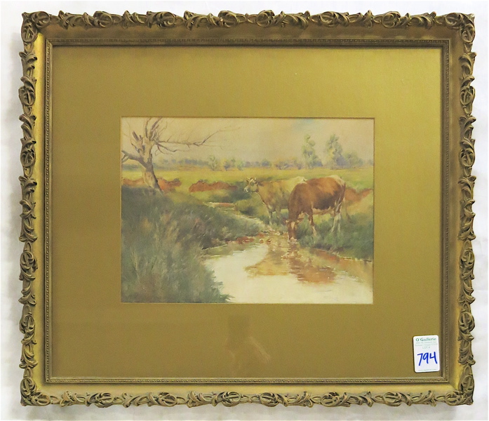 Appraisal: JOHN WESLEY LITTLE WATERCOLOR ON PAPER Pennsylvania - Cows at