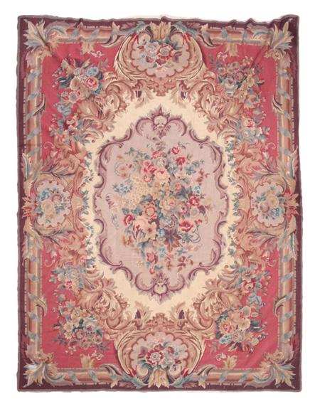 Appraisal: An Aubusson style needlepoint carpet the central floral cameo medallion