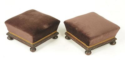 Appraisal: A pair of Victorian square footstools the tapering tops with