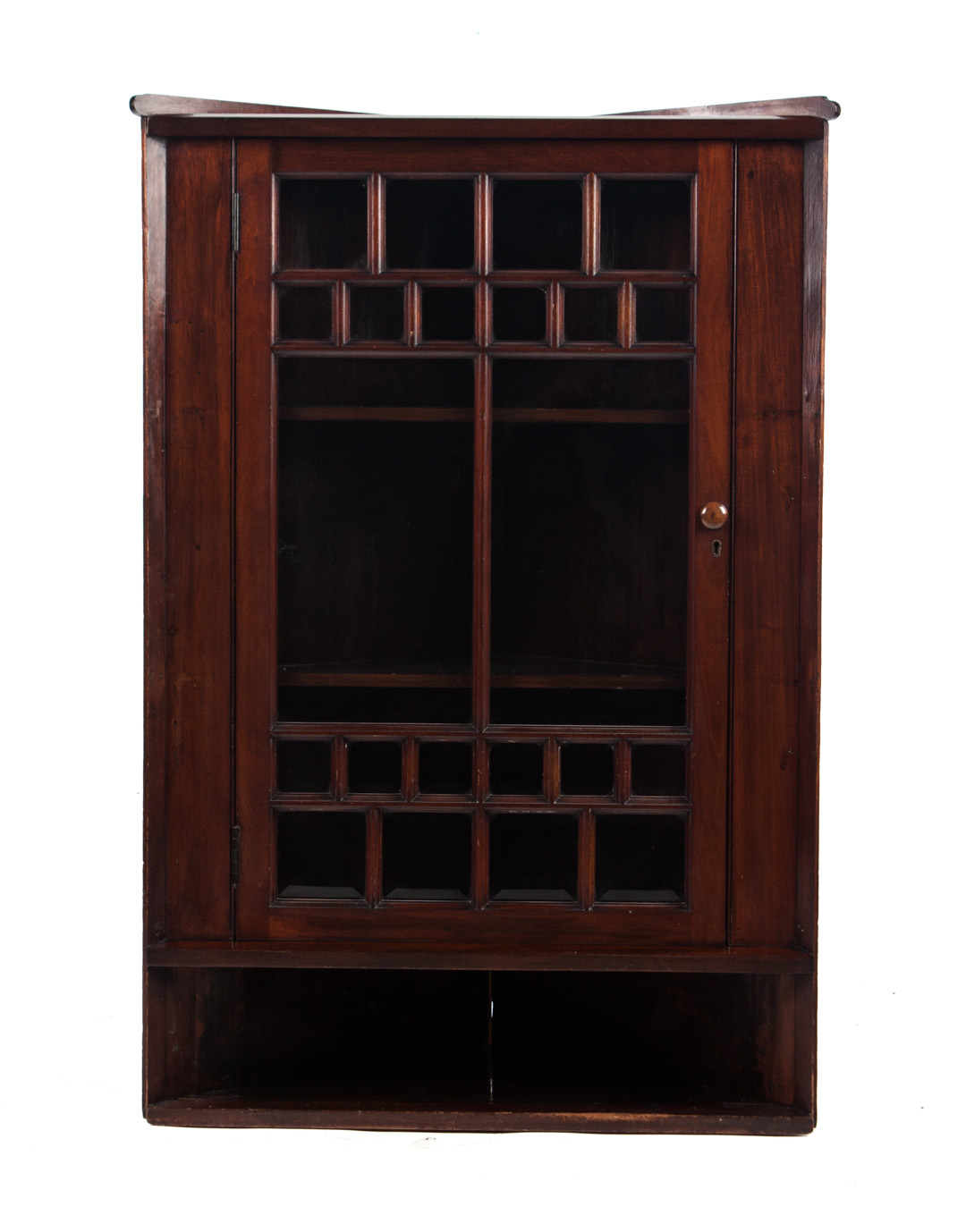 Appraisal: Edwardian style mahogany hanging corner cupboard single door with inset