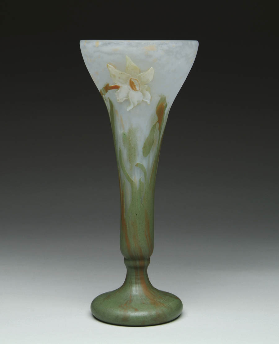 Appraisal: DAUM CAMEO VASE Beautiful padded floral Daum Nancy footed vase