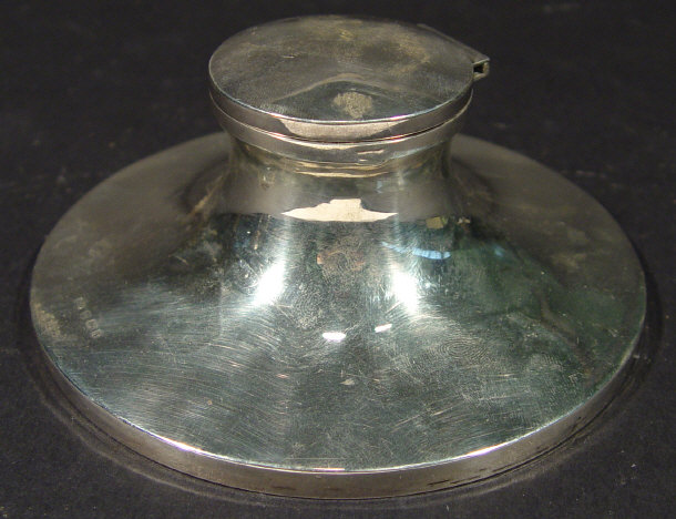 Appraisal: Circular desk inkwell with hinged lid Birmingham cm diameter