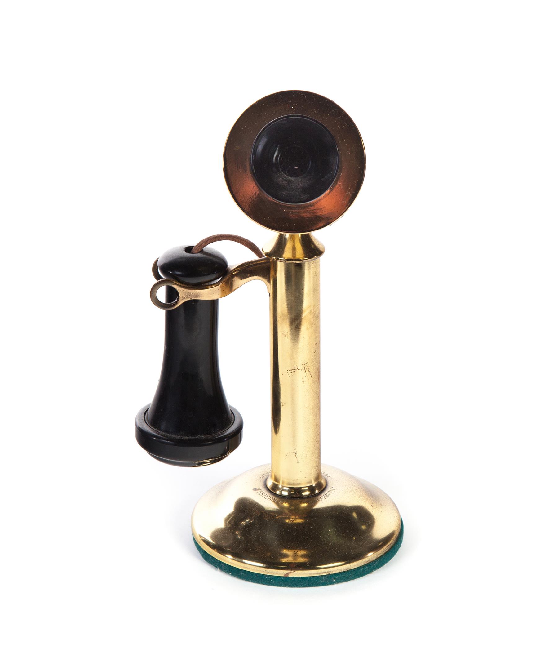 Appraisal: WESTERN ELECTRIC COMPANY BRASS CANDLESTICK TELEPHONE American patented August Nicely