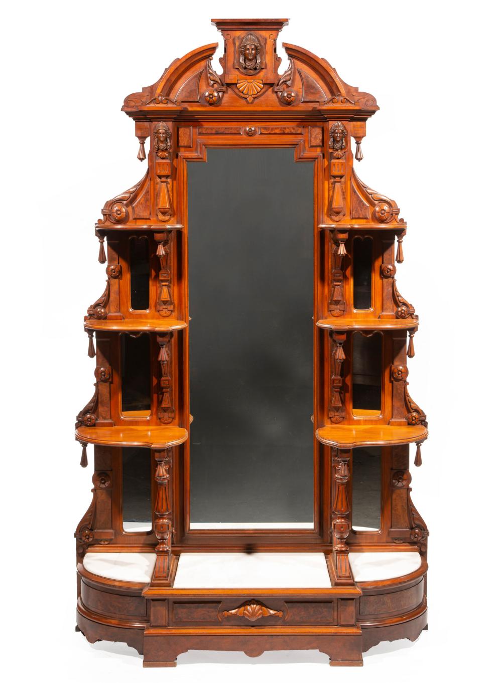 Appraisal: American Renaissance Carved Walnut and Burl Etagere late th c