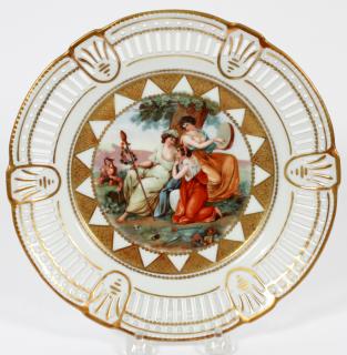 Appraisal: GINORI PORCELAIN PLATE GINORI PORCELAIN PLATE DIA '' ALLEGORICAL SCENE