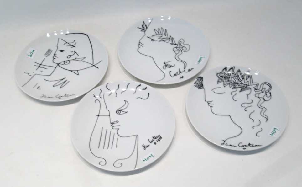 Appraisal: FIVE LIMOGES PORCELAIN 'JEAN COCTEAU' PLATES diameter - each decorated