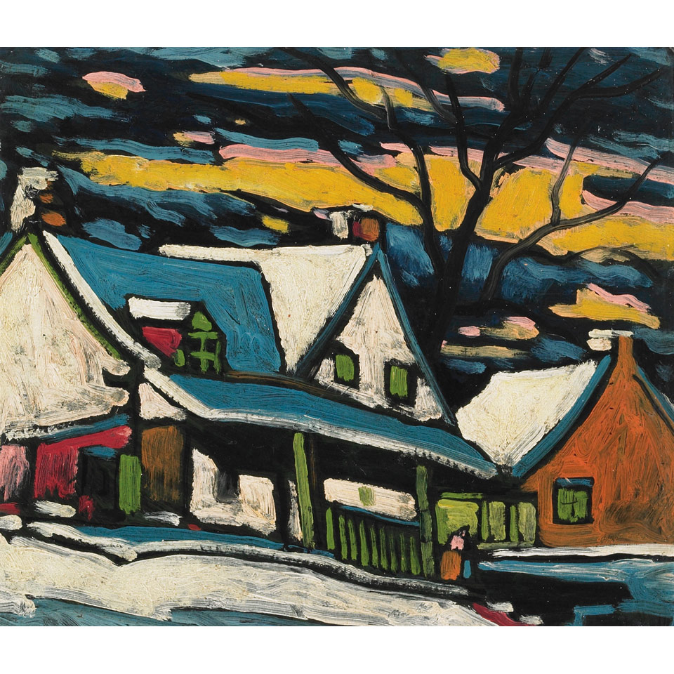 Appraisal: MARC-AURELE FORTIN A R C A VILLAGE STREET WITH FIGURE