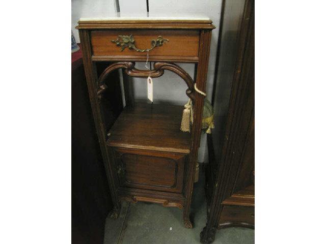 Appraisal: French Victorian Marble Top Bedside Cabinet with drawer compartment tall