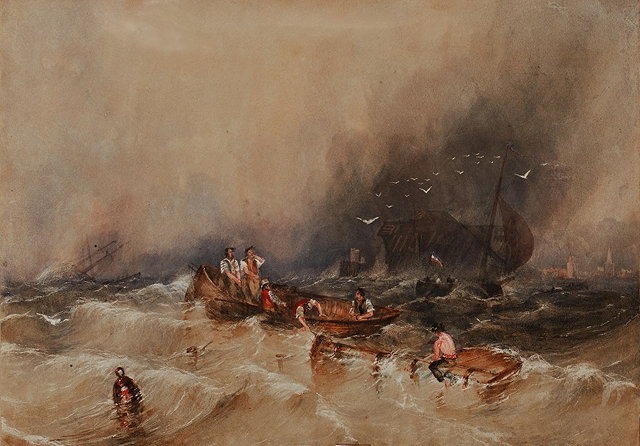 Appraisal: Attributed to William Clarkson Stanfield British - A sinking ship