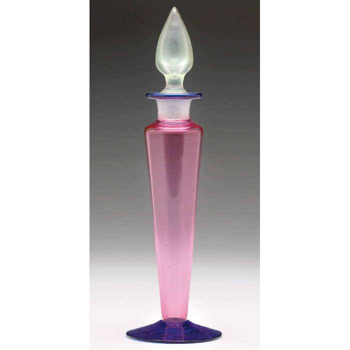 Appraisal: Steuben perfume bottle with stopper tapered form in pink glass