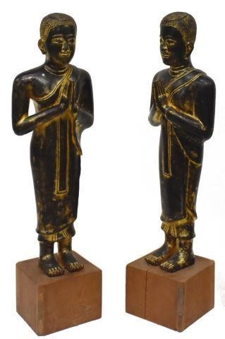 Appraisal: lot of Cast bronze monk figures likely filled parcel gilt