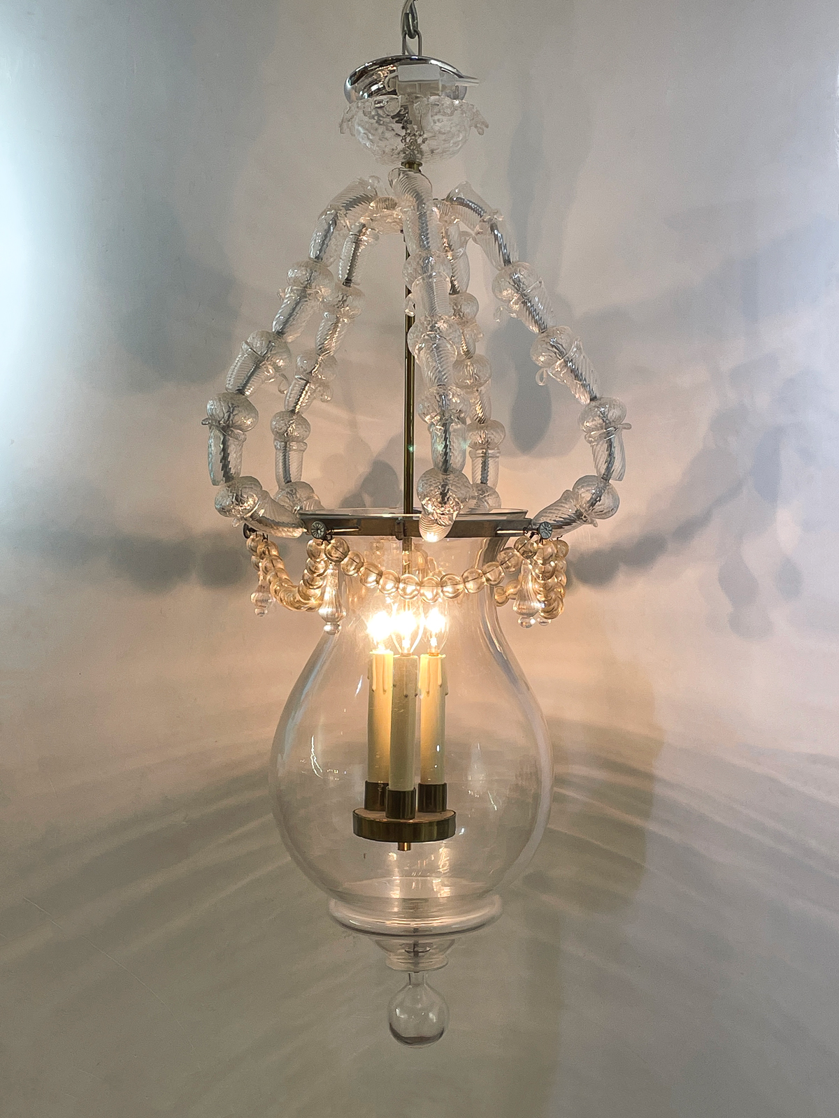 Appraisal: ITALIAN MURANO CLEAR GOLD CHANDELIER - Light Italian Murano chandelier