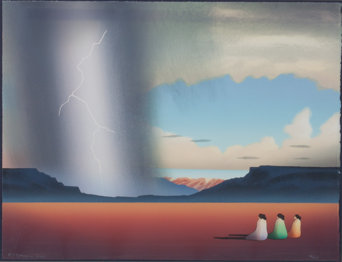 Appraisal: Rudolph Carl Gorman Lightning Strikes litho American - Color lithograph