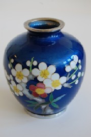 Appraisal: JAPANESE BLUE GROUND CLOISONNE VASE