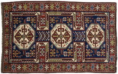 Appraisal: Shirvan rug three octagonal medallions on blue field star borders