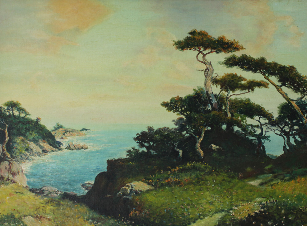 Appraisal: POINT LOBOS PAINTING SIGNED GALLAGHER Oil Canvasboard '' x ''