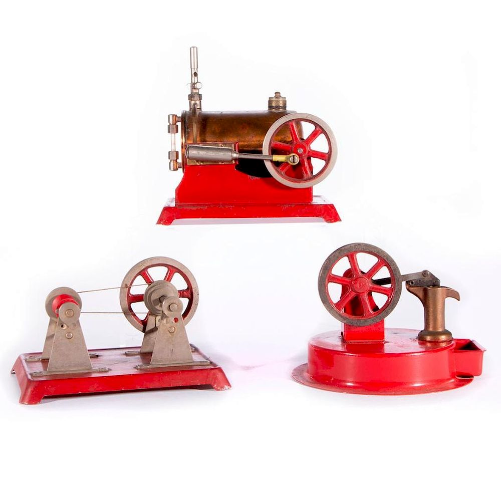 Appraisal: Three model machines A vintage Empire model steam engine and