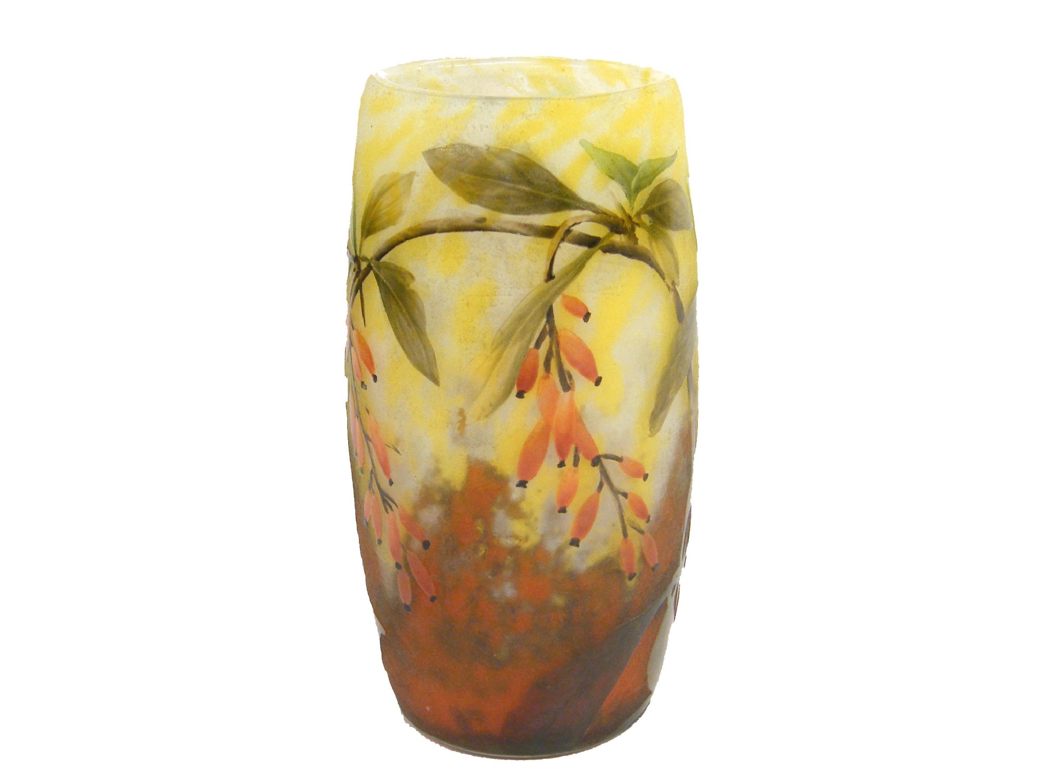 Appraisal: Daum Nancy French overlaid cameo glass vase finely cut with