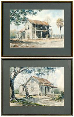 Appraisal: Two Nancy Ricker Rhett watercolors Sampsons Store with Spanish moss