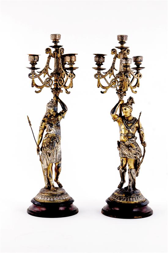 Appraisal: Pair Neoclassical figural candelabra late th early th century Indian