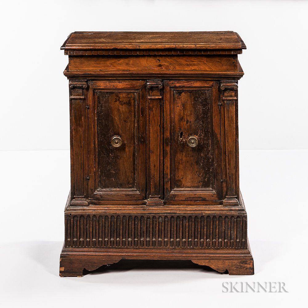 Appraisal: Late Baroque Walnut Side Cabinet Late Baroque Walnut Side Cabinet